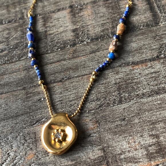 NEW Starburst Pendant Lapis Lazuli Layering Necklace - Picture 14 of 16